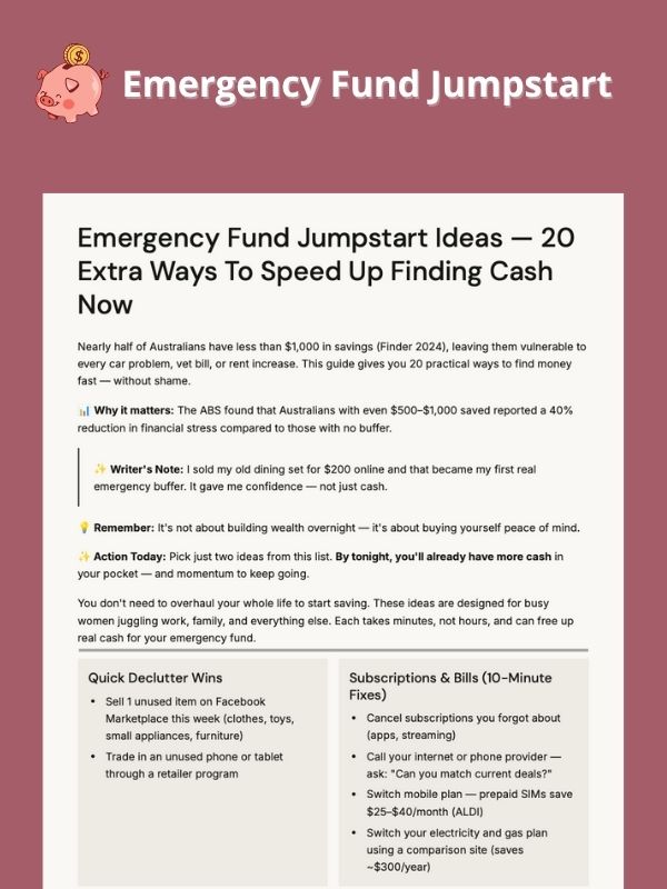 Emergency Fund Jumpstart Ideas
